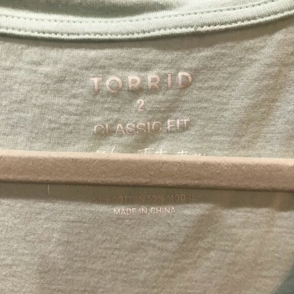 Torrid V neck mint short sleeve tee size cotton modal classic fit 2x - Picture 2 of 3